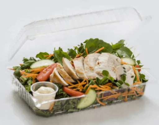 Plastic Food Container Hinged Lid (Super Salad) - Sleeve of 50