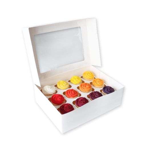 12 CAVITY CUPCAKE BOX + INSERT - Pack of 25