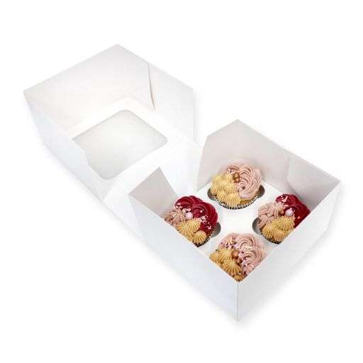 4 CAVITY CUPCAKE BOX + INSERT pack of 50