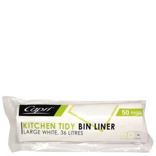 Kitchen Tidy Bags, Bin Liners 36L (Large White Roll) (50pcs, inc. GST)