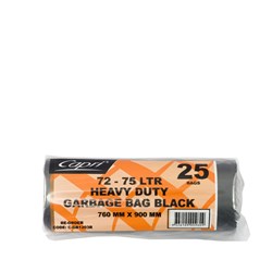 Plastic Garbage Bags 72L Black (25pcs, inc. GST)