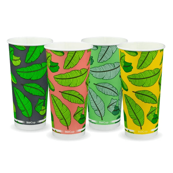 650ml / 22oz (90mm) Leaf Cold Paper BioCup (Sleeve 50, inc GST)