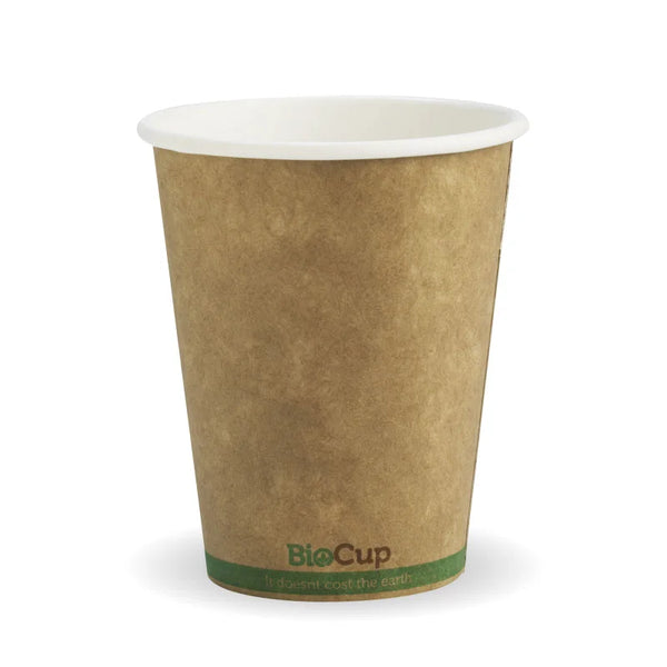 16oz (90mm) Kraft Green Stripe Single WallBioCup (Sleeve 50, inc GST)