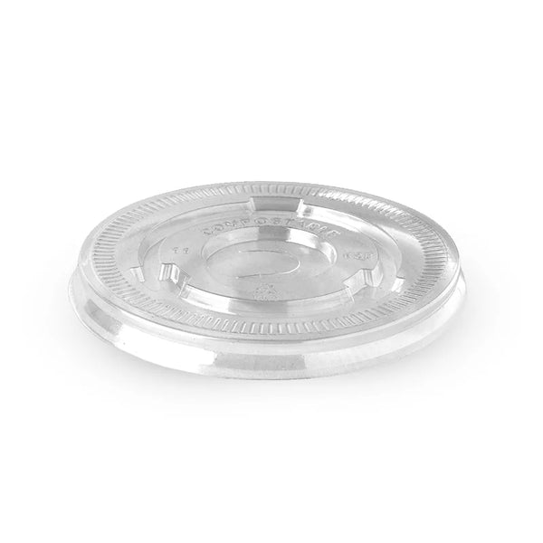 90mm PLA Clear Flat Cold Paper BioCup Lid (Sleeve 50, inc GST)