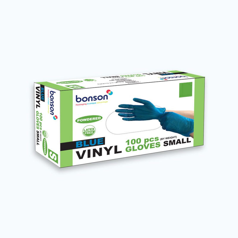 VINYL GLOVES BLUE LARGE POWDER (100 pcs, inc. GST)